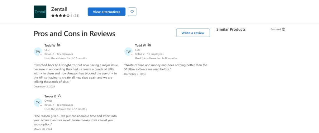 zentail alternatives Zentail's review on Capterra