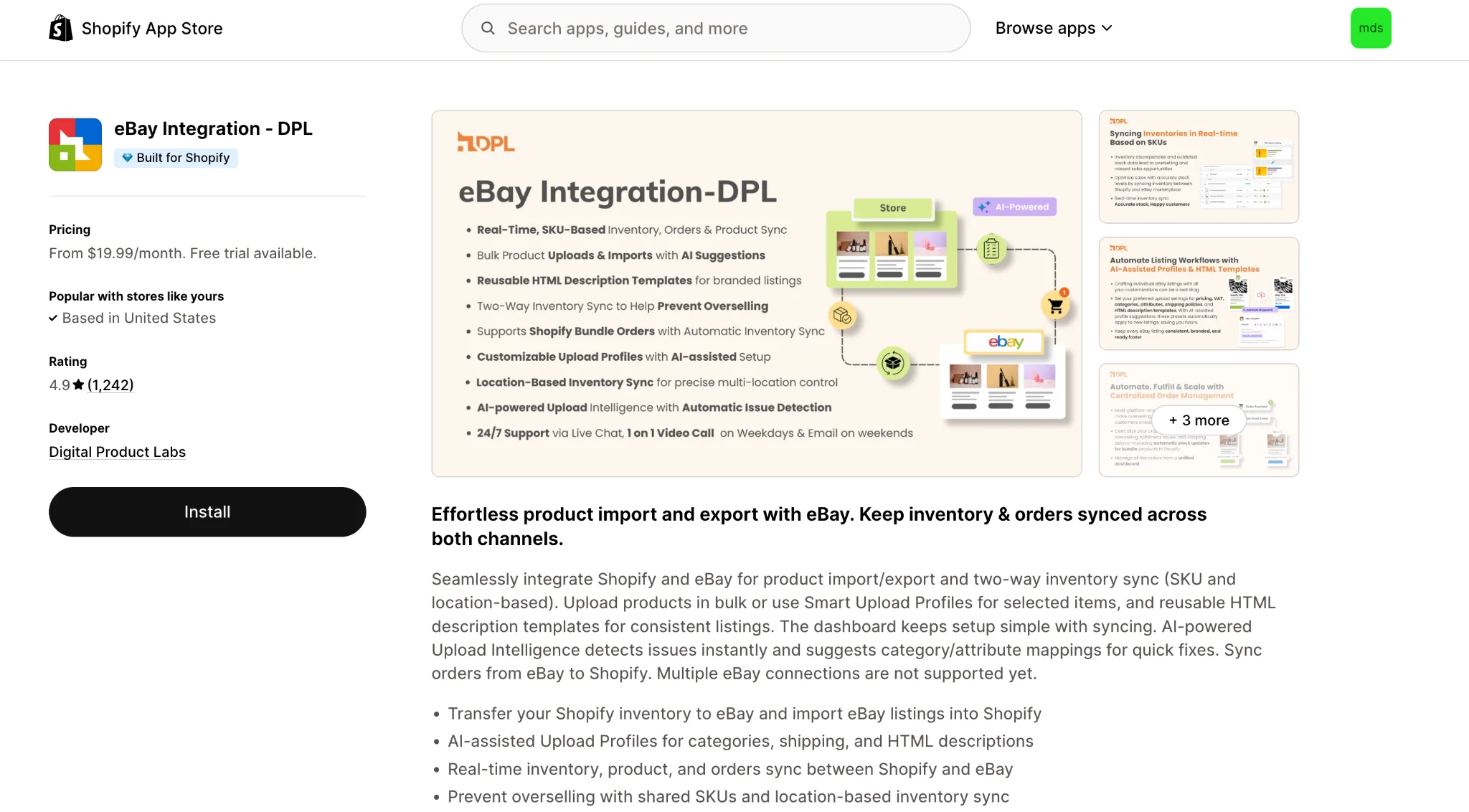 Best eBay Integration Apps for Shopify8 DPL eBay integration app listing on the Shopify App Store