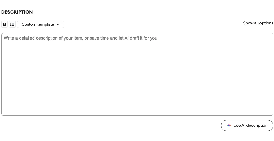 How to Sell Books on eBay7 2 eBay book listing description editor showing how to write compelling product descriptions