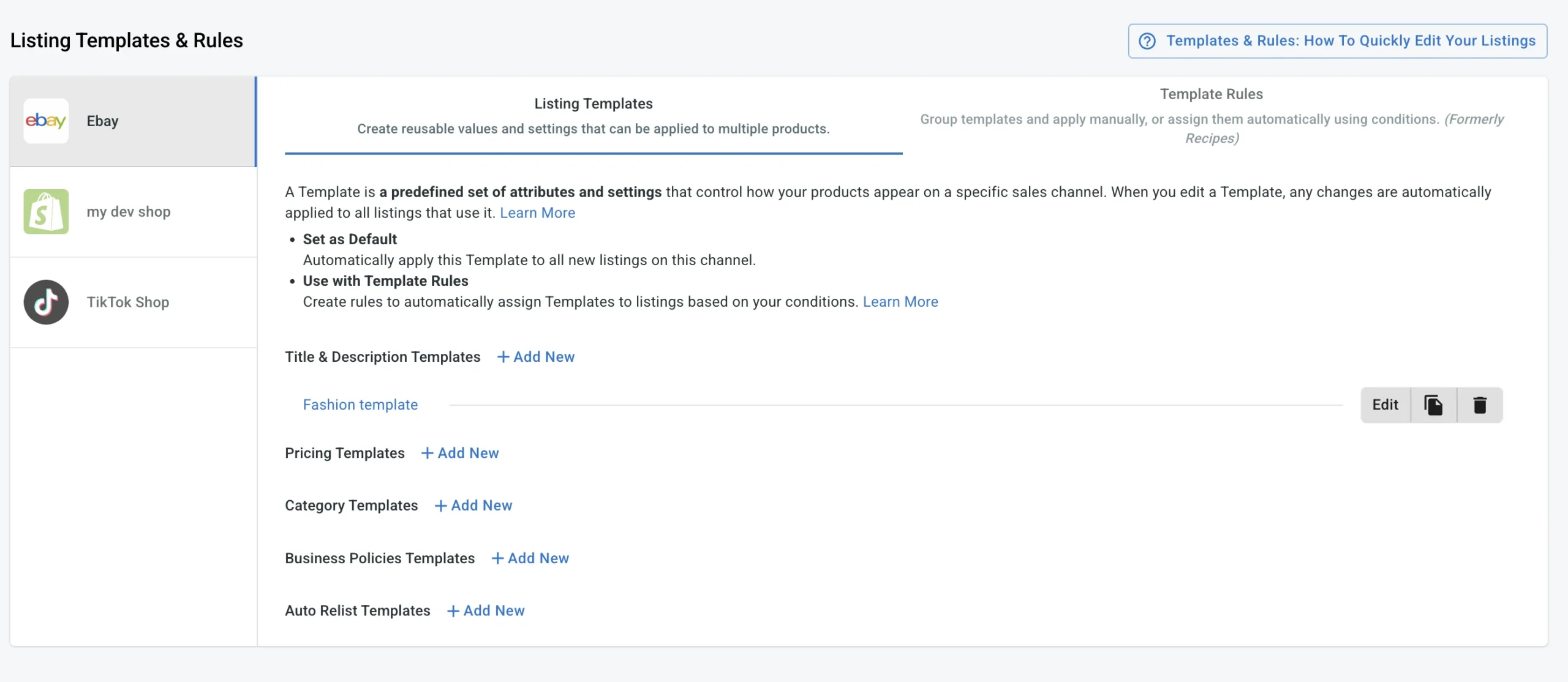 Template rules scaled LitCommerce templates & rules