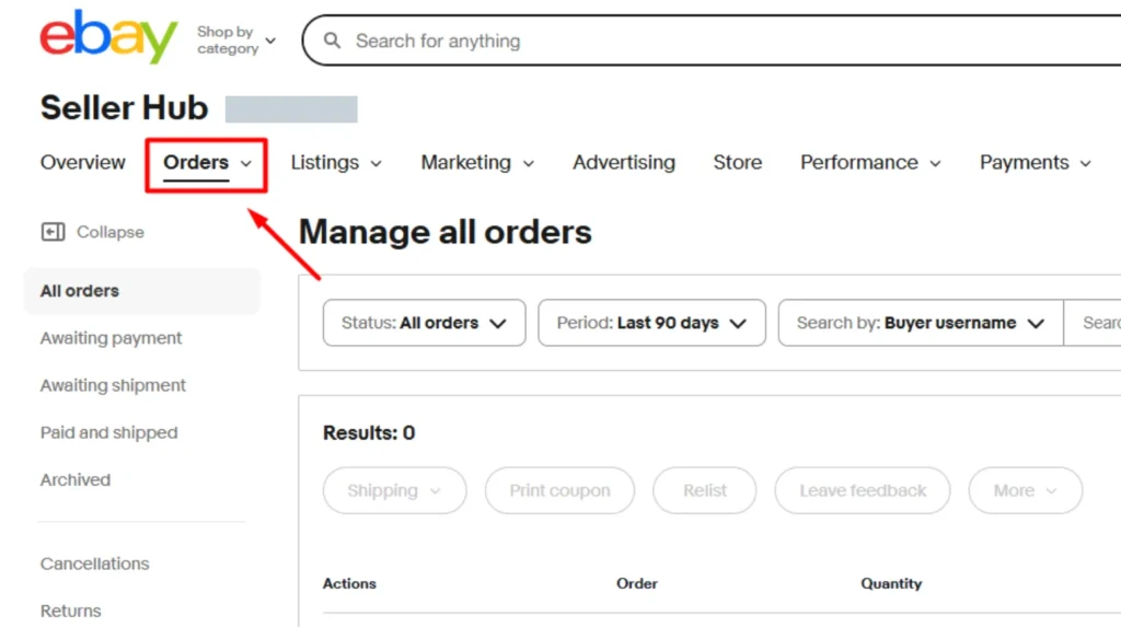 cancel an order on ebay as a seller Click Orders to see your orders on eBay