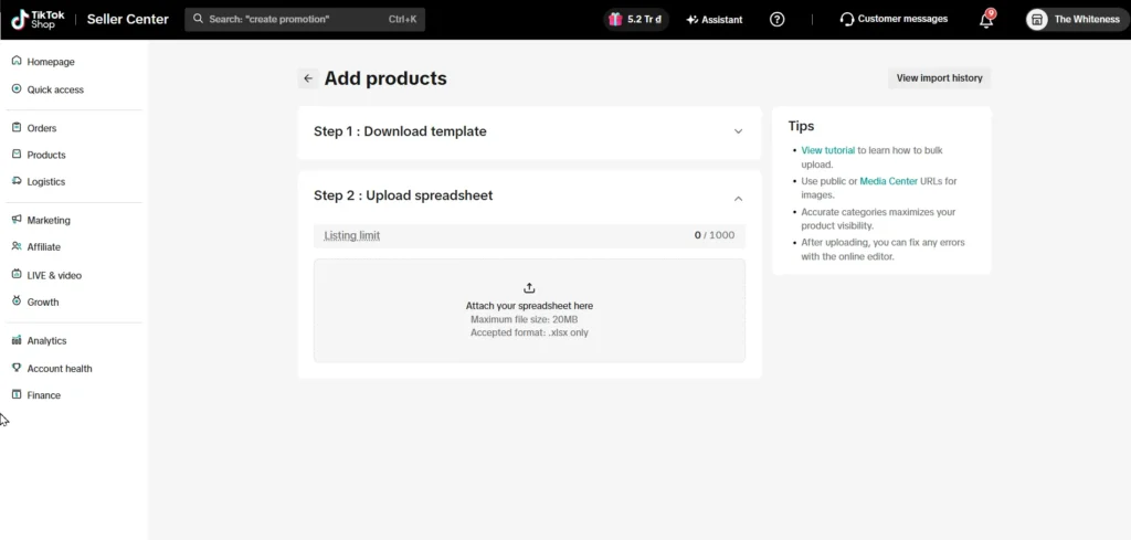 image 12 Upload product spreadsheet to TikTok
