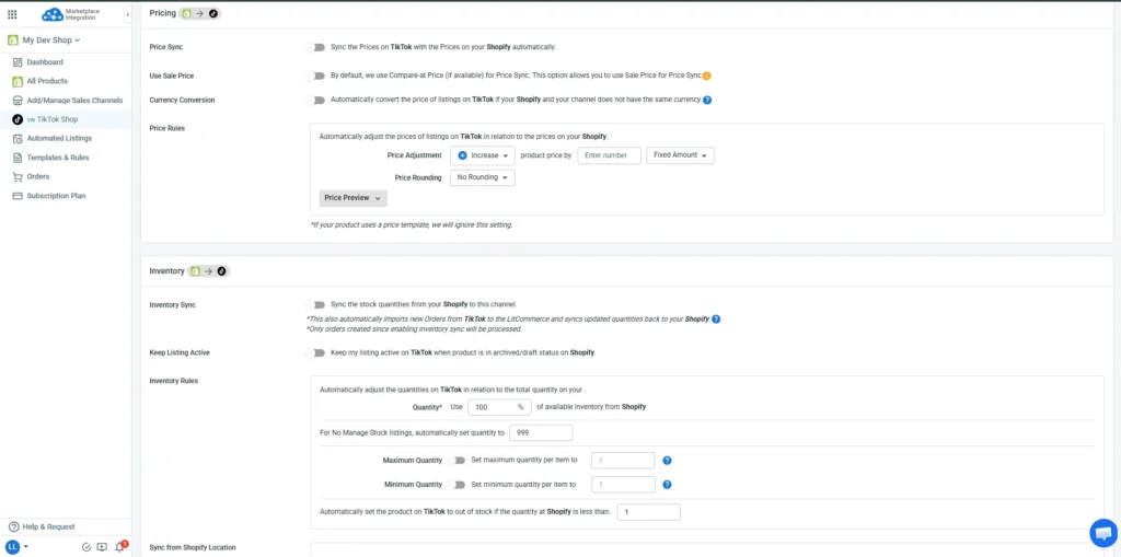 LitC SYnc LitCommerce inventory and inventory sync