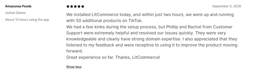 LitC customer review 2 LitCommerce review 1