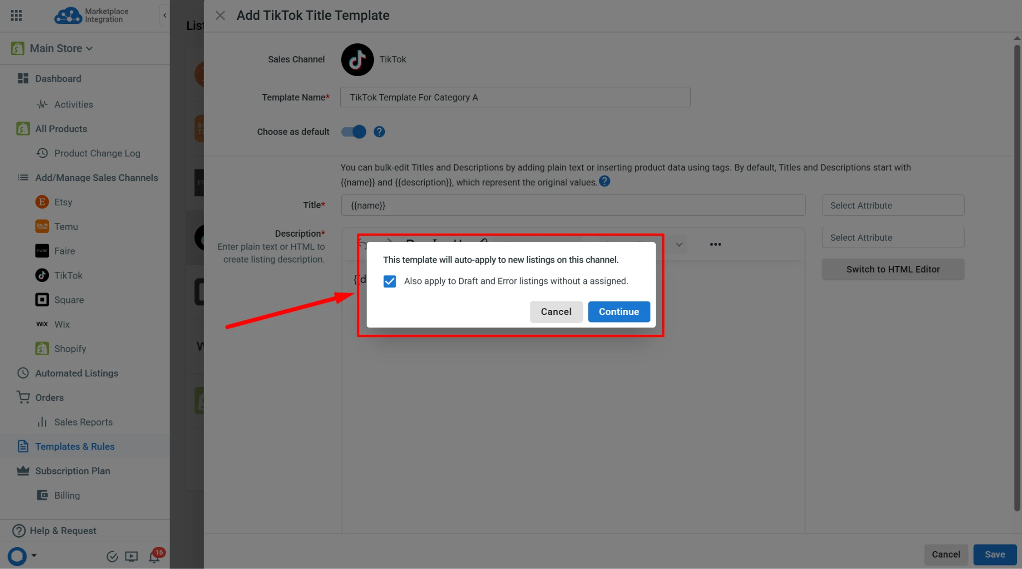 image 13 LitCommerce TikTok title template with default value popup