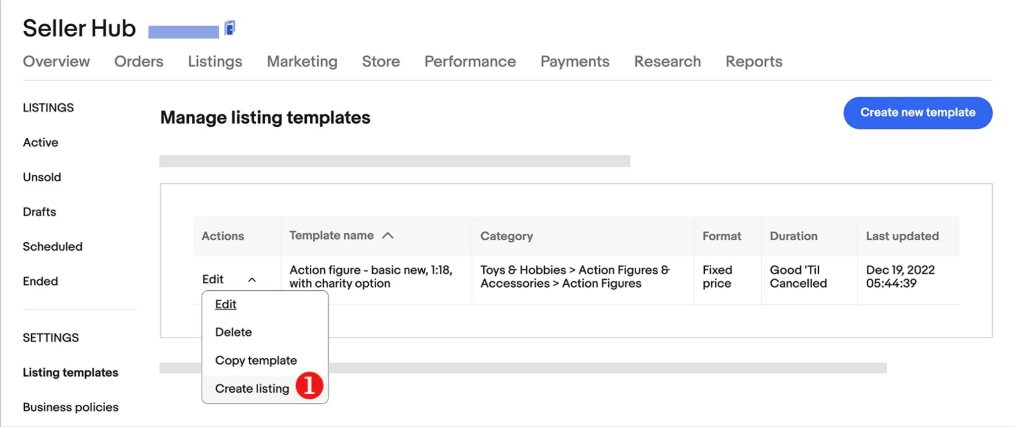 image 15 eBay Seller Hub manage templates create listing action