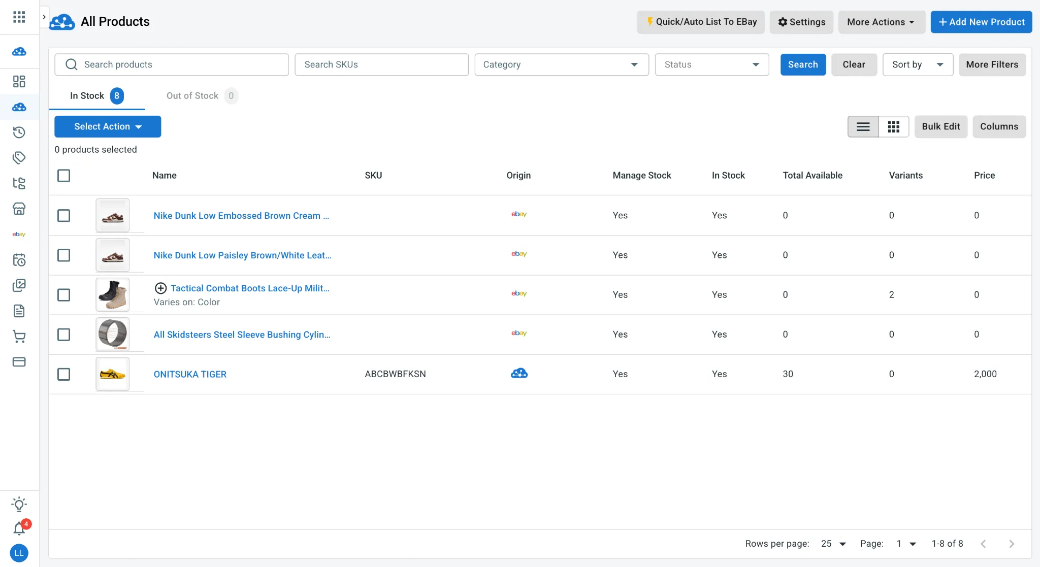 litcommerce vs salestio2 11zon LitCommerce All Products dashboard listing products with stock and channel status