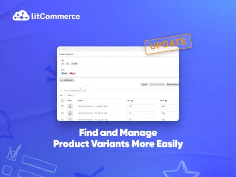Product Update Variant Search Filter selection