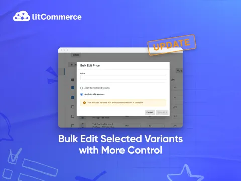 Product Update Bulk Edit Variants selection