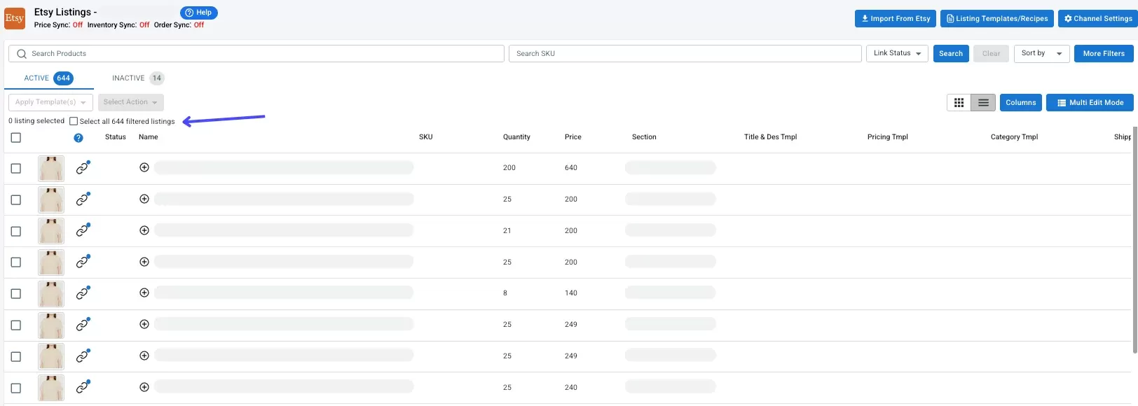 Apply Bulk Actions to All Listings