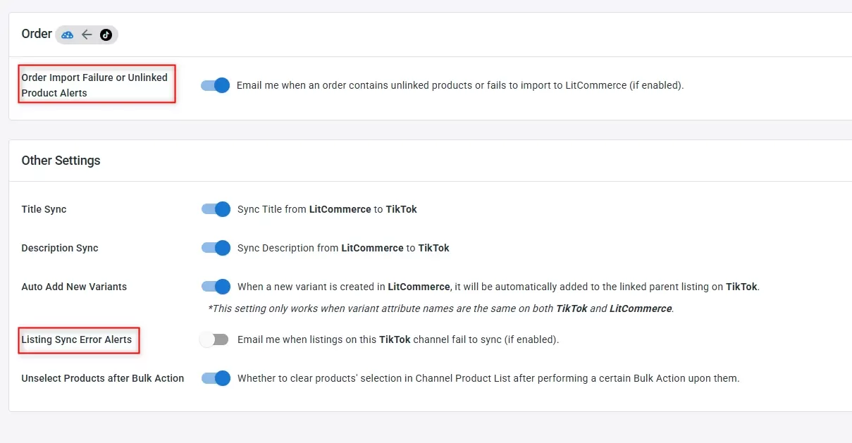 Listing and Order Sync Error Alert