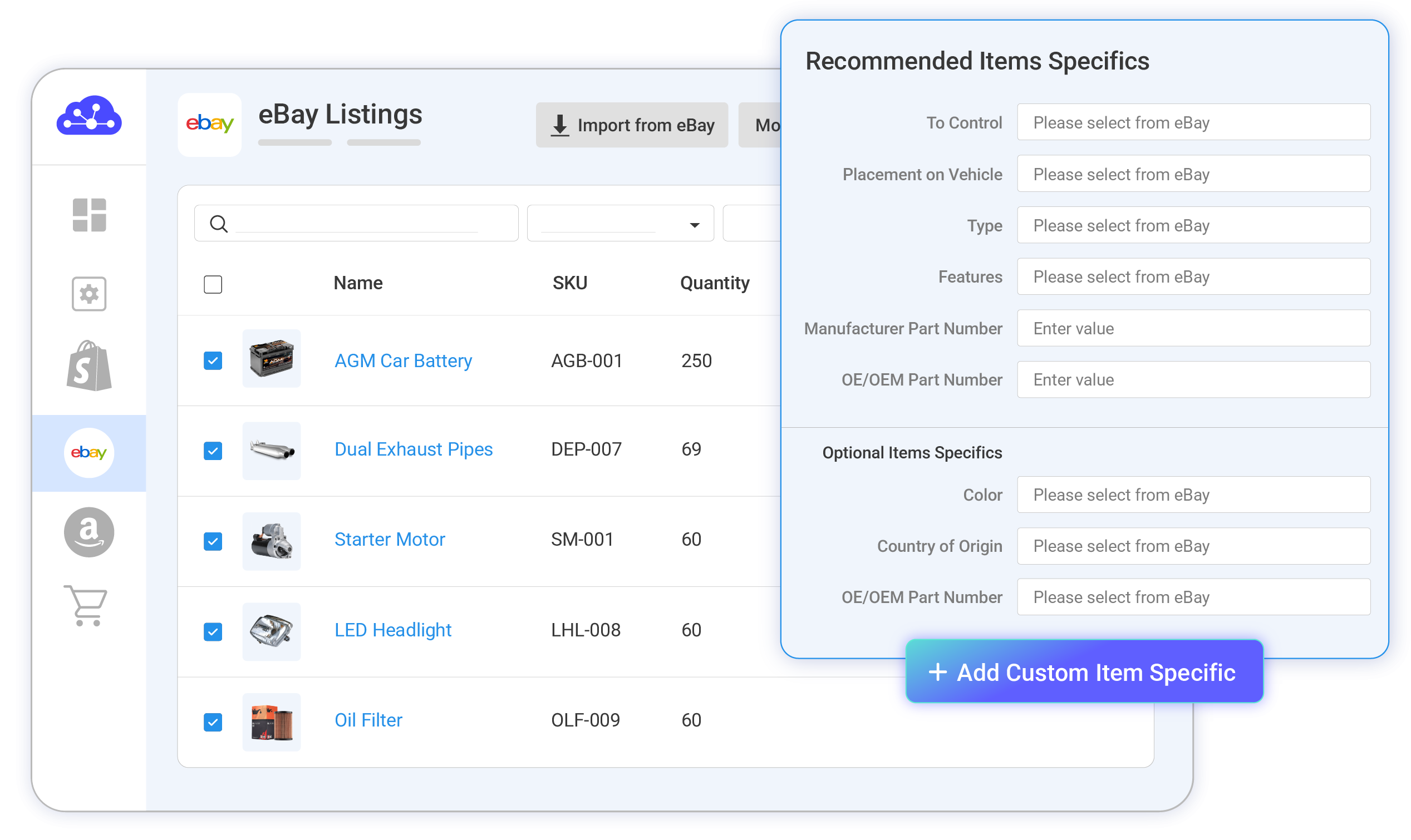 Built to Handle All eBay Motors Product Types, Data, and Specs