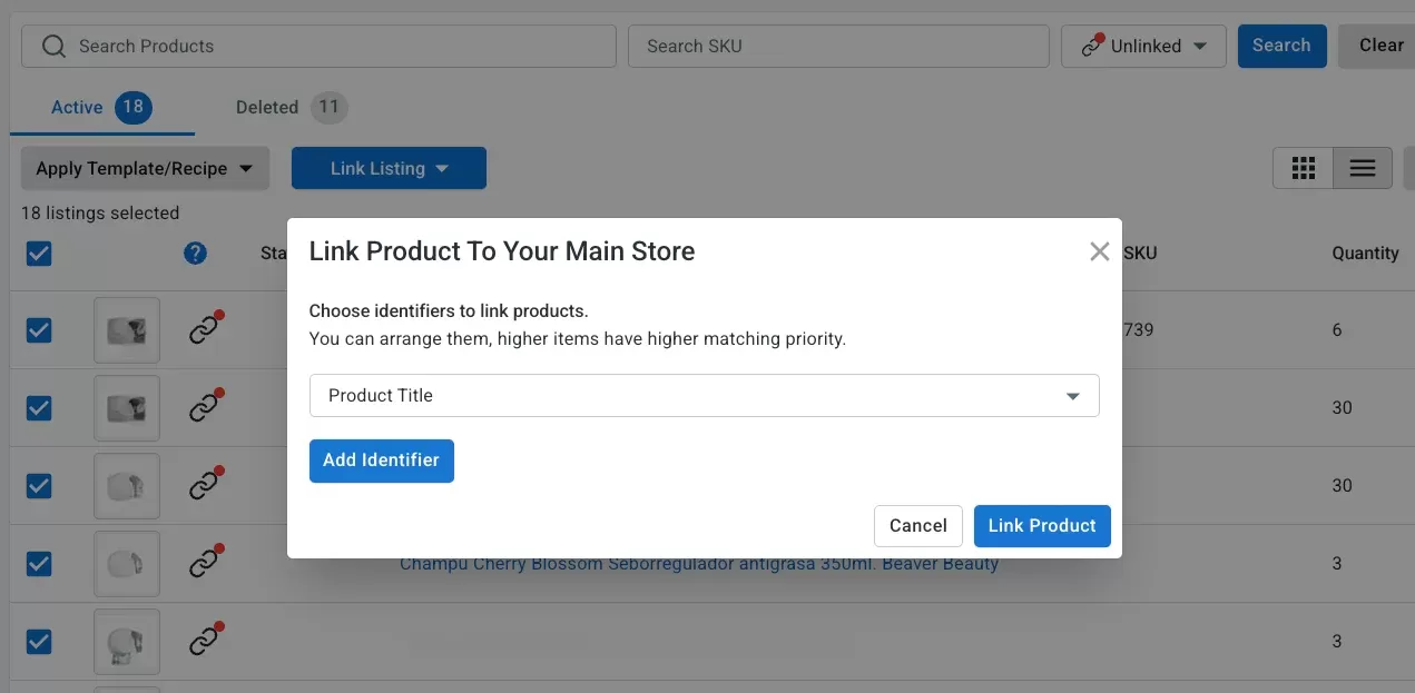 Bulk link listings