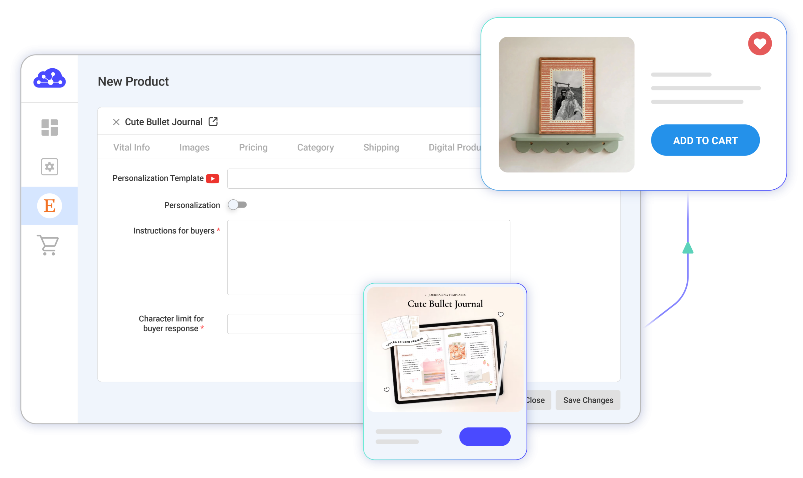 Etsy integration feature - selling digital products