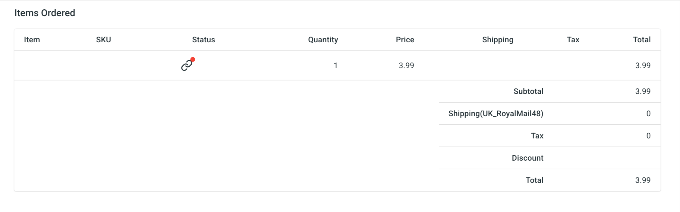 unlink status of order import