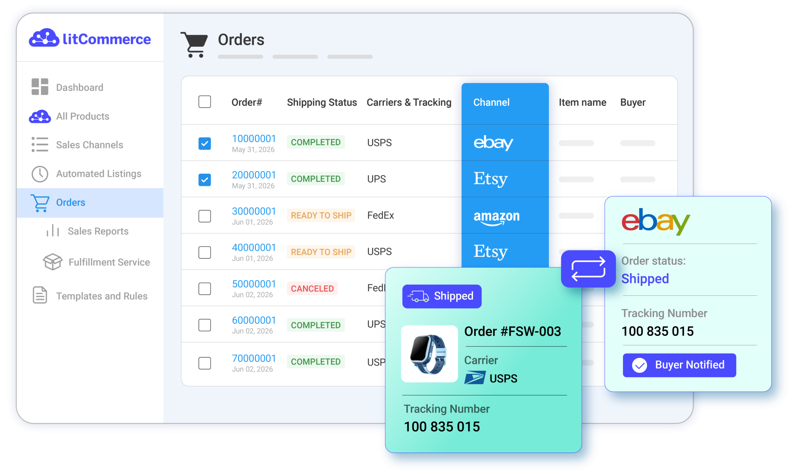automatically update ebay order tracking