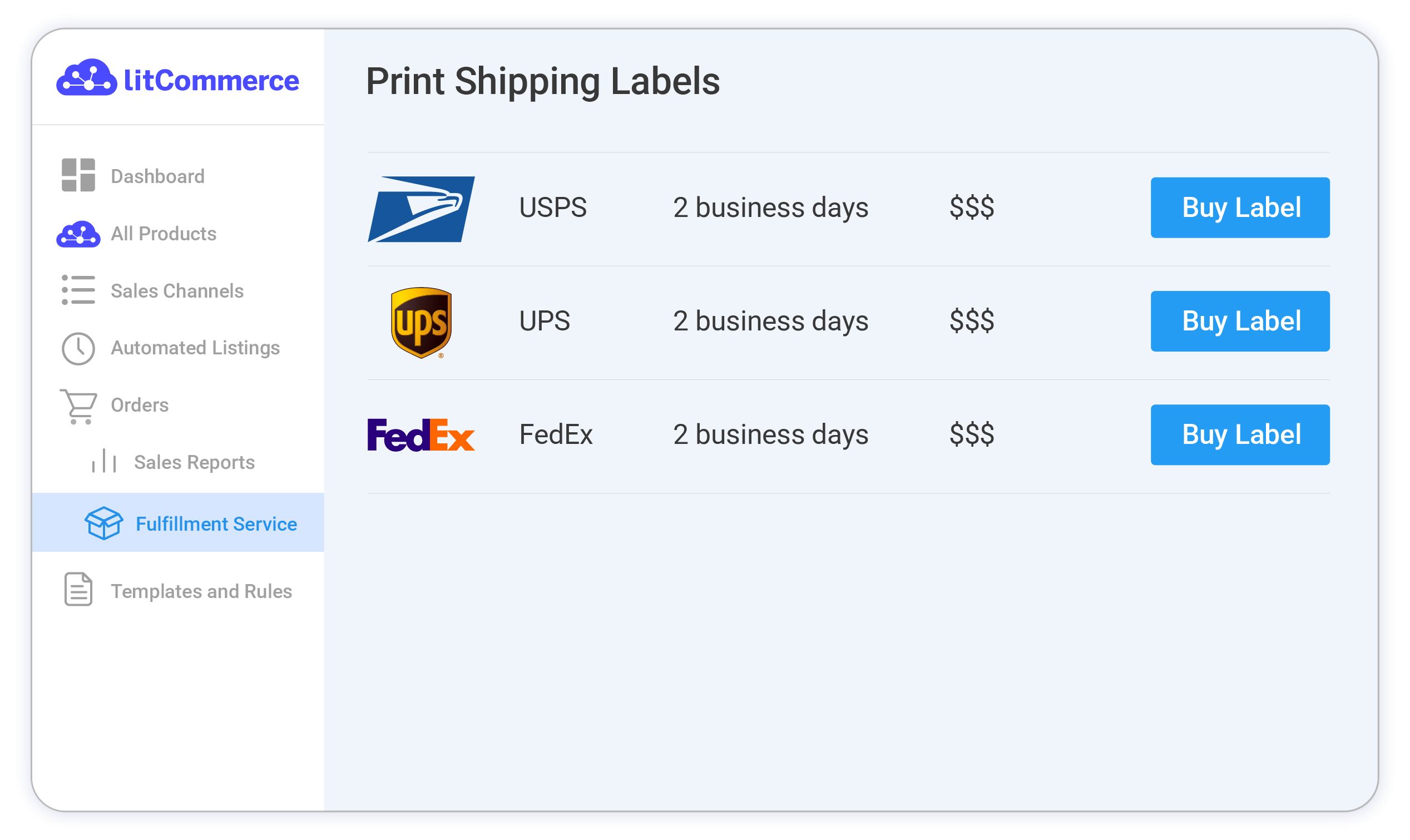 Buy and Print Shipping Labels Directly in LitCommerce