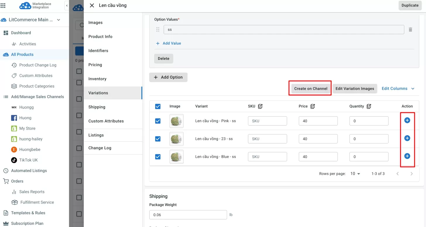 Create New Variants on Active Channels