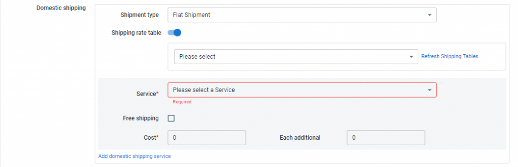 Set up the ebay shipping profile