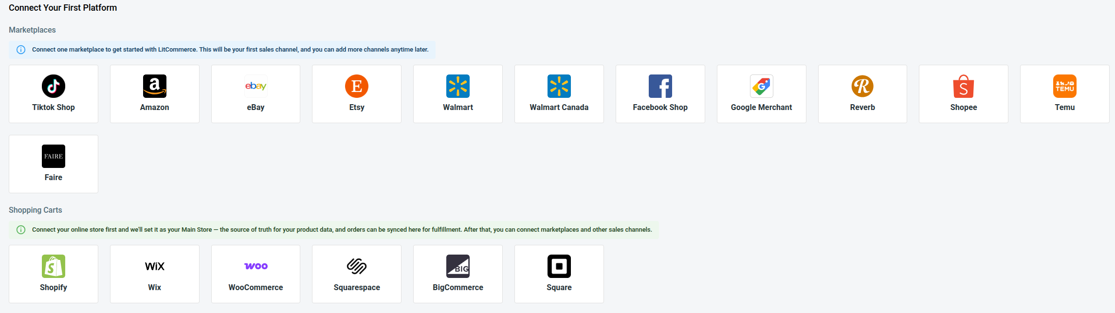 Connect your first platform Connect your first platform