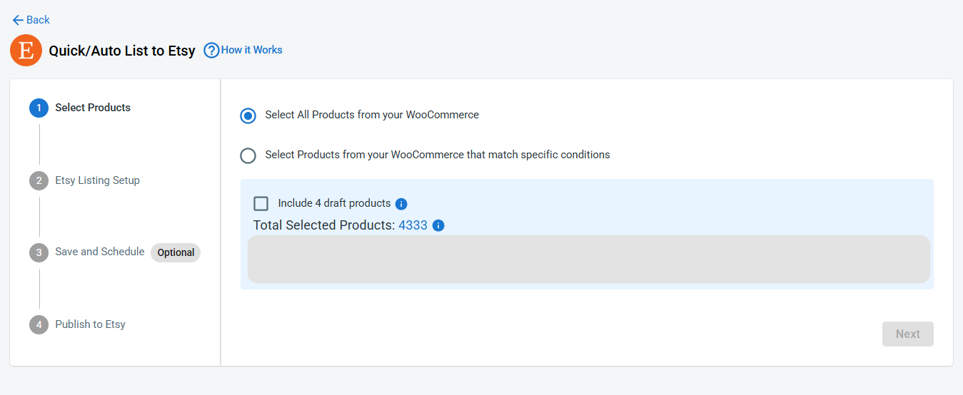 List WooCommerce products on Etsy
