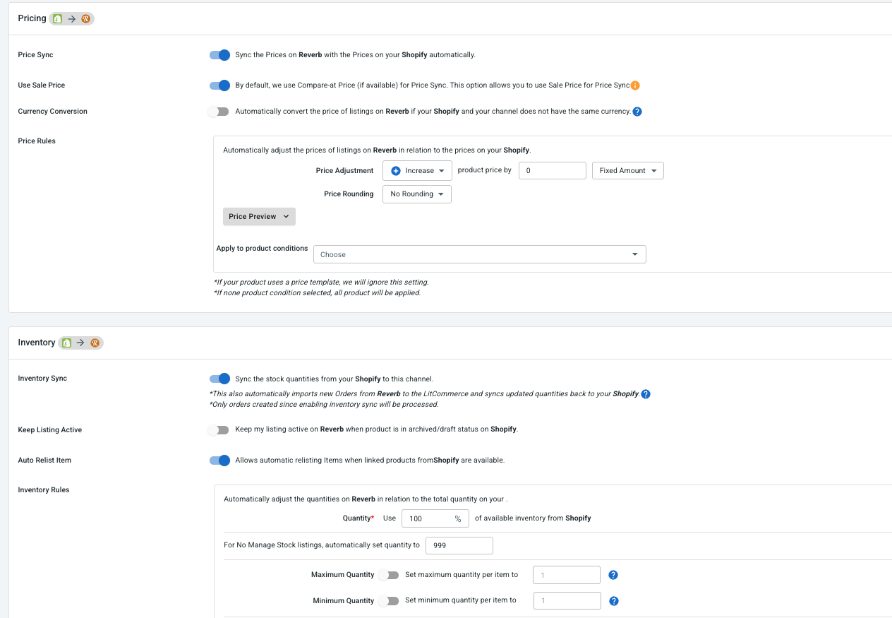 Shopify Reverb sync Shopify Reverb sync