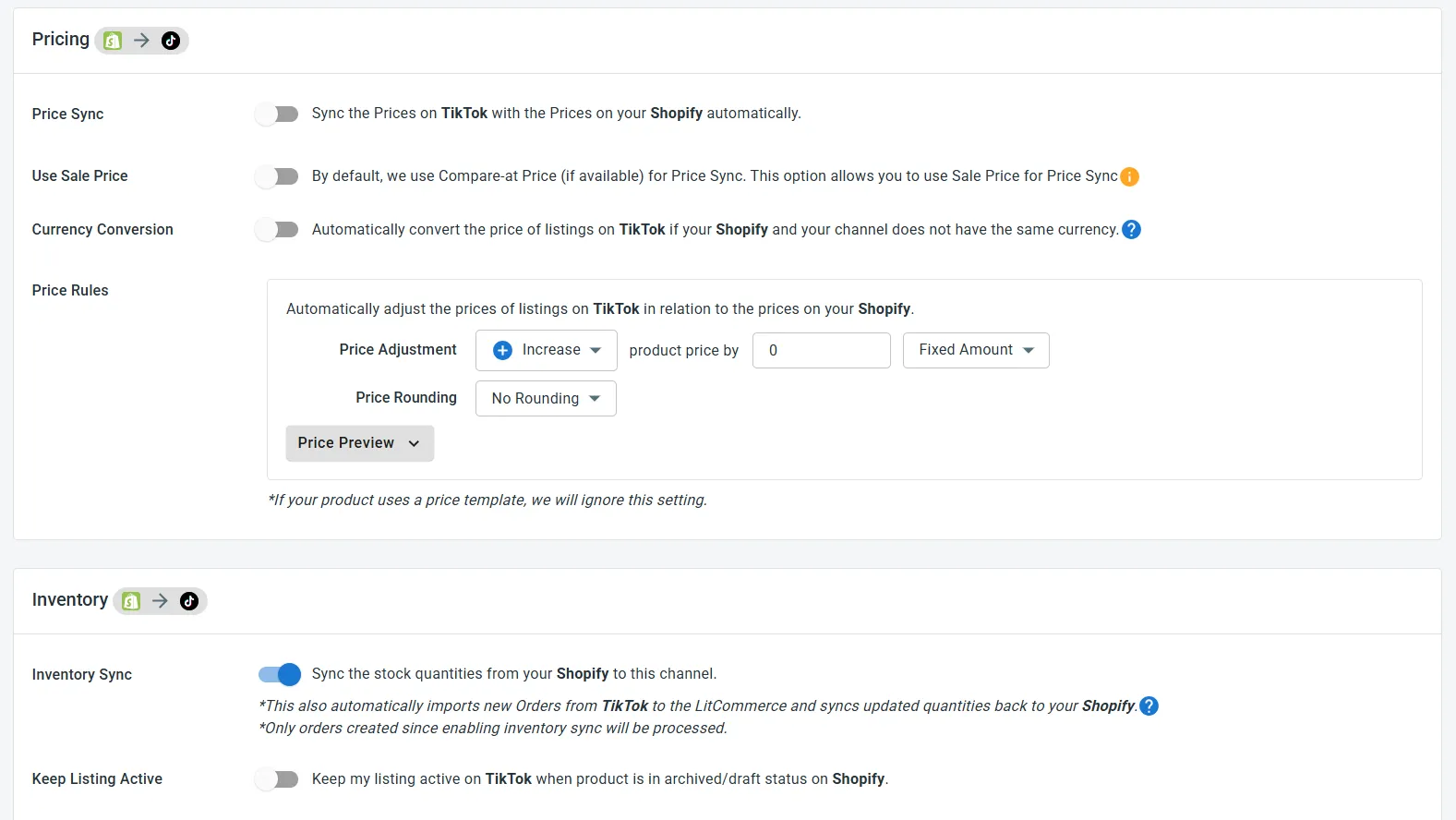 image 7 Enable Price Sync and Inventory Sync in TikTok Shop Channel Settings