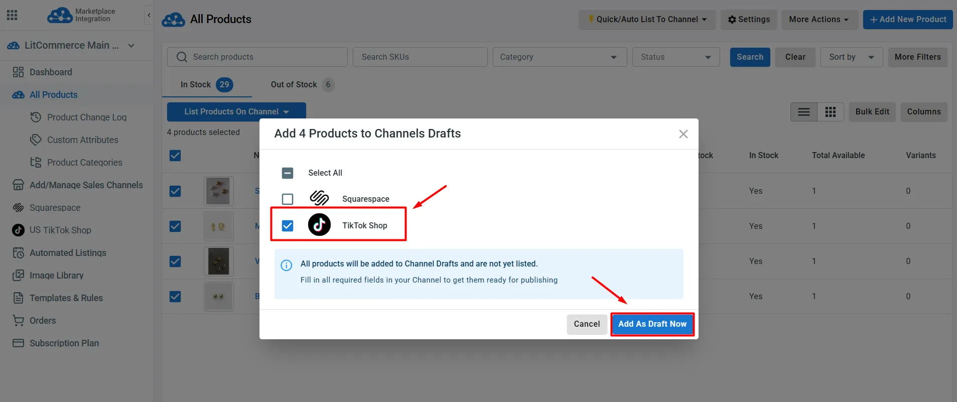 image 8 Add products to Channel Drafts for TikTok Shop