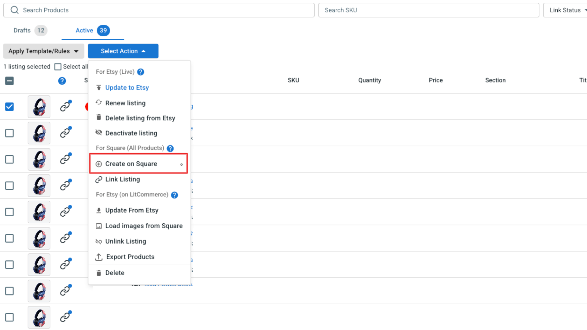 create etsy products on square create etsy products on square