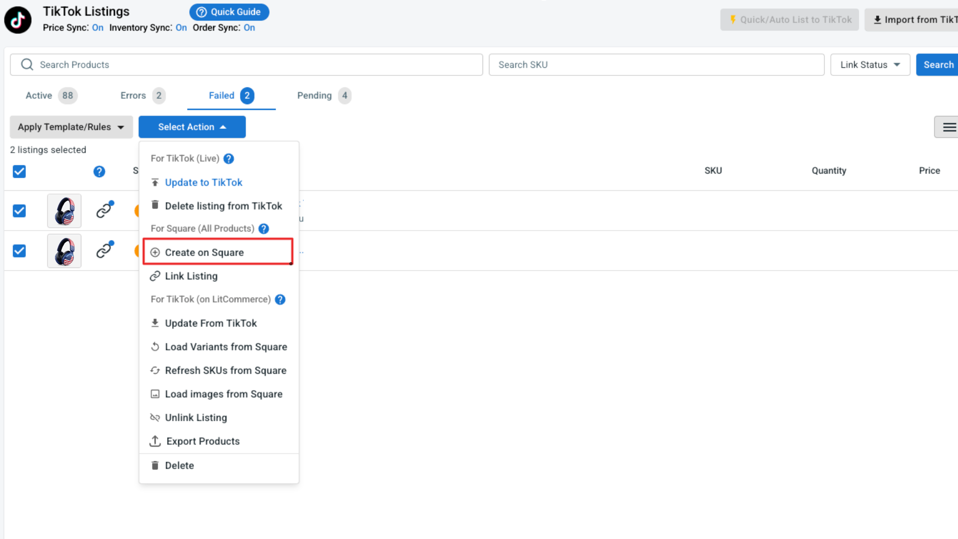 create tiktok listings on square create tiktok listings on square